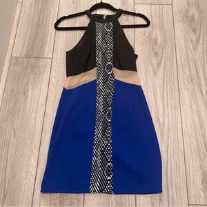 NBD x NAVEN twins black and blue halter dress